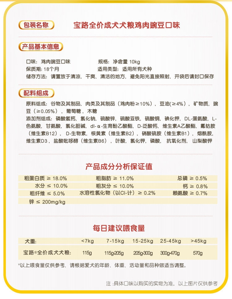 宝路Pedigree 鸡肉豌豆全价成犬粮 10kg