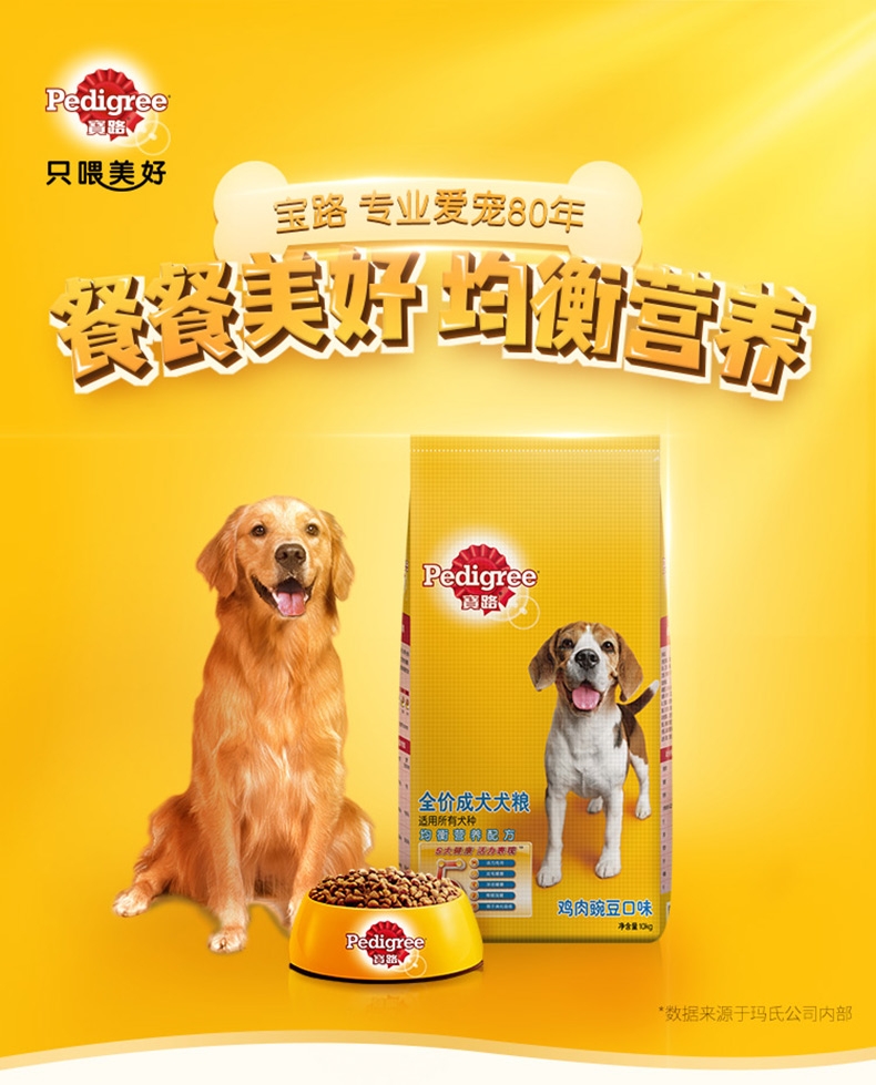 宝路Pedigree 鸡肉豌豆口味成犬粮 10kg