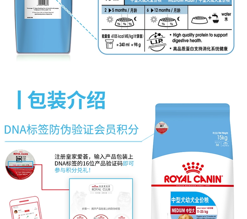 法国皇家Royal Canin 中型犬幼犬粮 15kg
