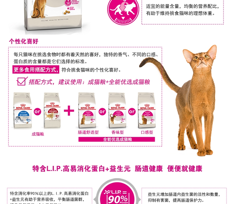 法国皇家ROYAL CANIN 全能优选肠道舒适型成猫粮2kg EP42