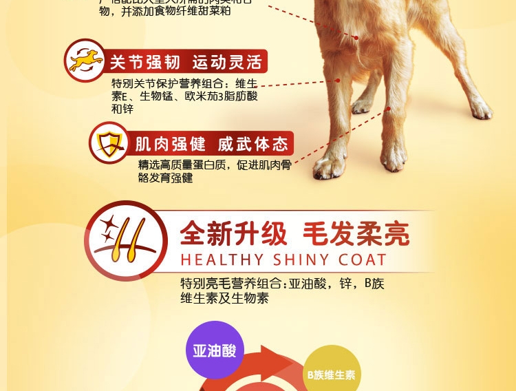 宝路Pedigree 牛肉鸡肉蔬菜大型犬成犬粮 1.8kg