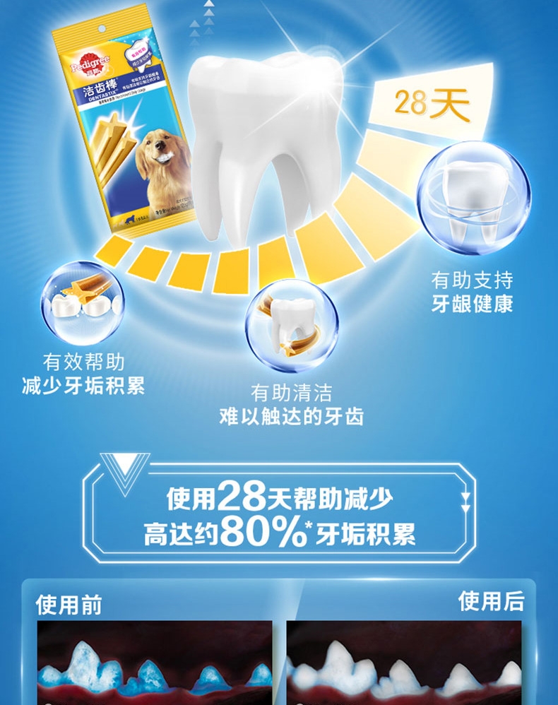 宝路Pedigree 大型犬成犬洁齿棒 125g 狗零食