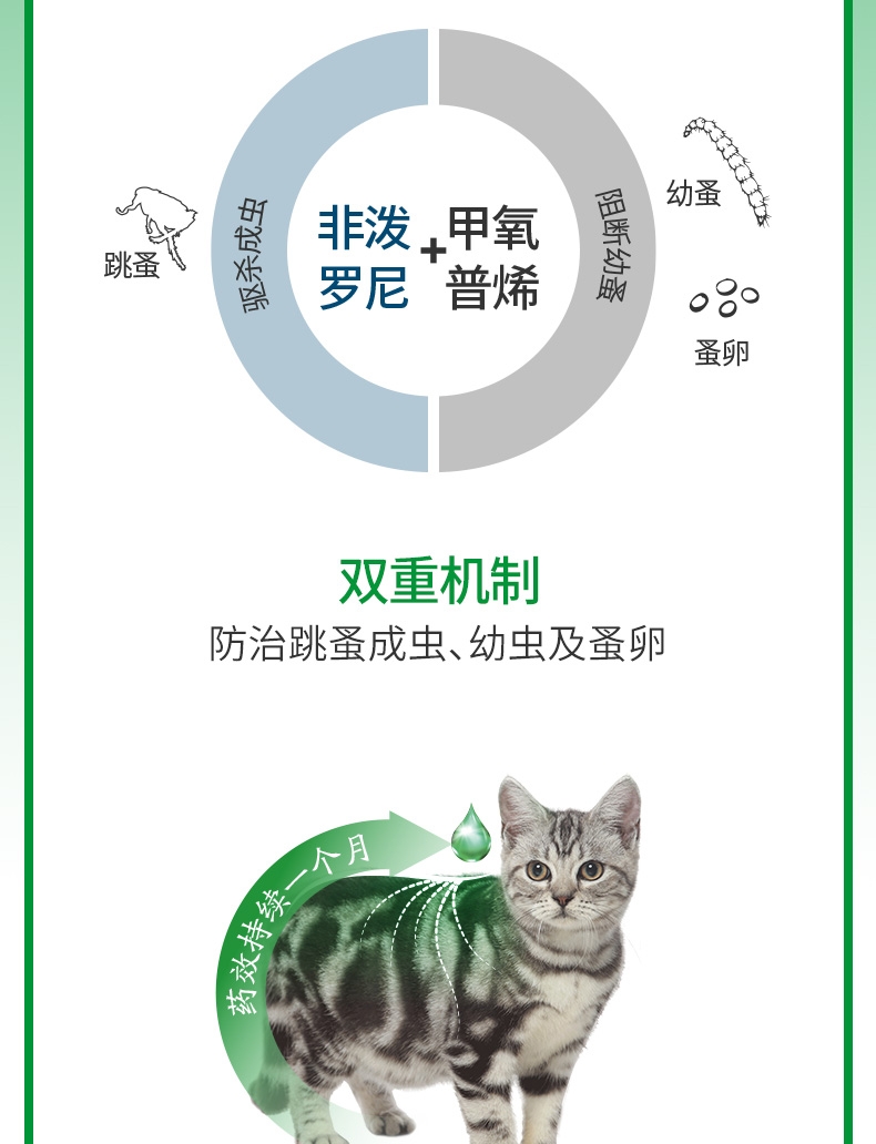 福来恩 猫用体外驱虫滴剂 3支装/3个月剂量 法国进口