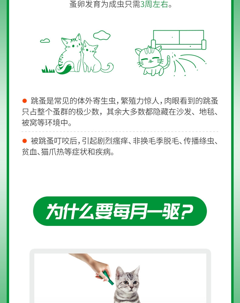 福来恩 猫用体外驱虫滴剂 单支/1个月剂量 法国进口