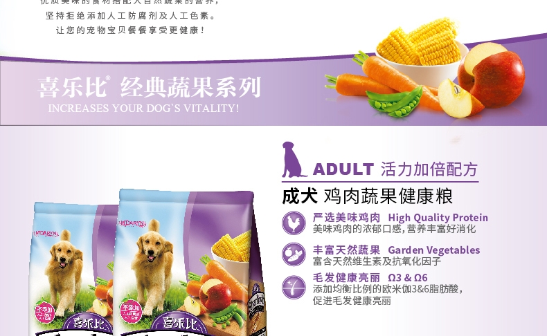 喜乐比Sharlovy 鸡肉蔬果健康成犬粮 1.5kg