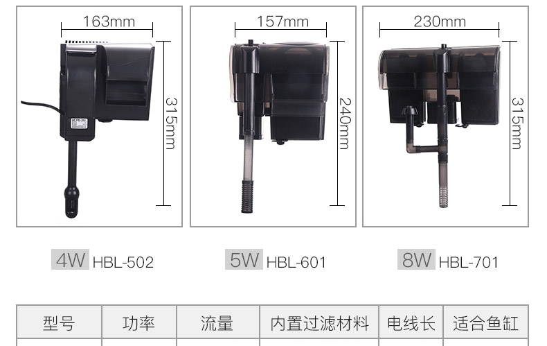 森森 壁挂式过滤器HBL系列瀑布过滤泵