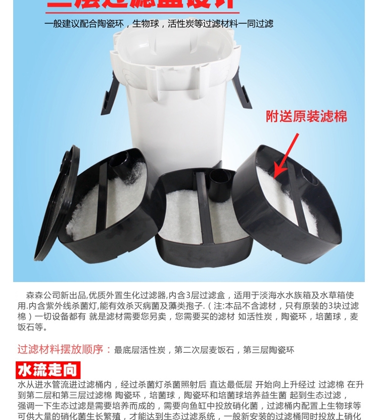 森森 鱼缸外置过滤桶HW-303B带UV紫外线菌灯 1.2m以内鱼缸适用