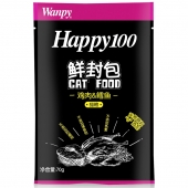 顽皮Wanpy happy100系列鸡肉鳕鱼汤汁鲜封包70g 猫湿粮 顽皮Wanpy happy100系列鸡肉鳕鱼汤汁鲜封包70g 猫湿粮