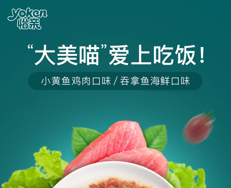 怡亲Yoken 金枪鱼吞拿鱼海鲜鲜封包猫湿粮 110g
