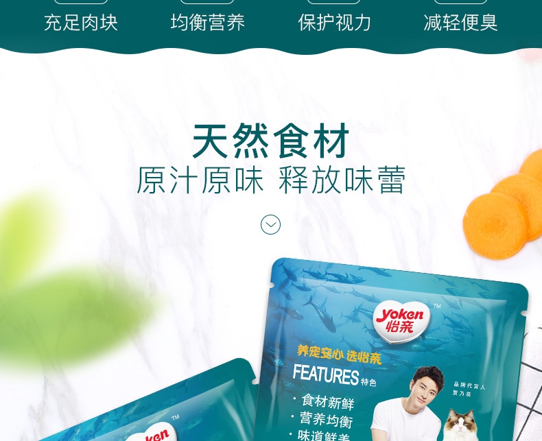 怡亲Yoken 金枪鱼吞拿鱼海鲜鲜封包猫湿粮 110g