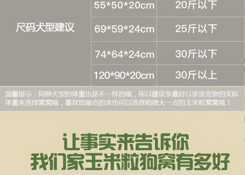 宠精灵 玉米粒宠物狗狗窝 全套可拆洗 更暖更厚实