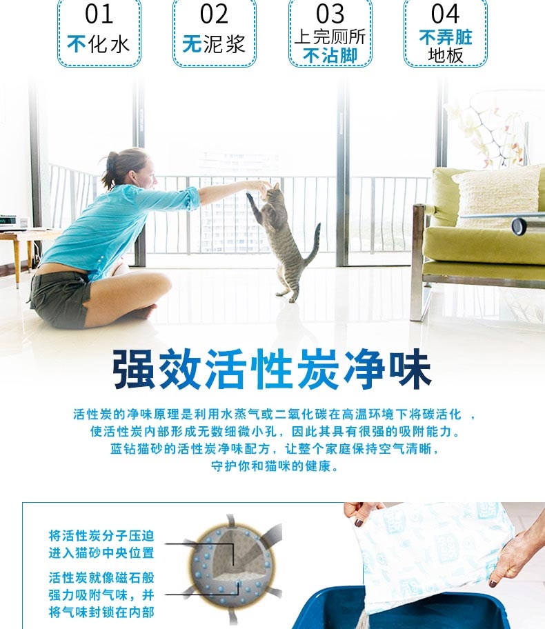 蓝钻(红标)25磅 清香抗菌低过敏猫砂适合多猫家庭 美国进口