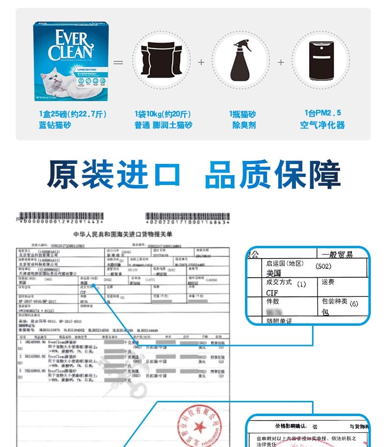 蓝钻(红标)25磅 清香抗菌低过敏猫砂适合多猫家庭 美国进口