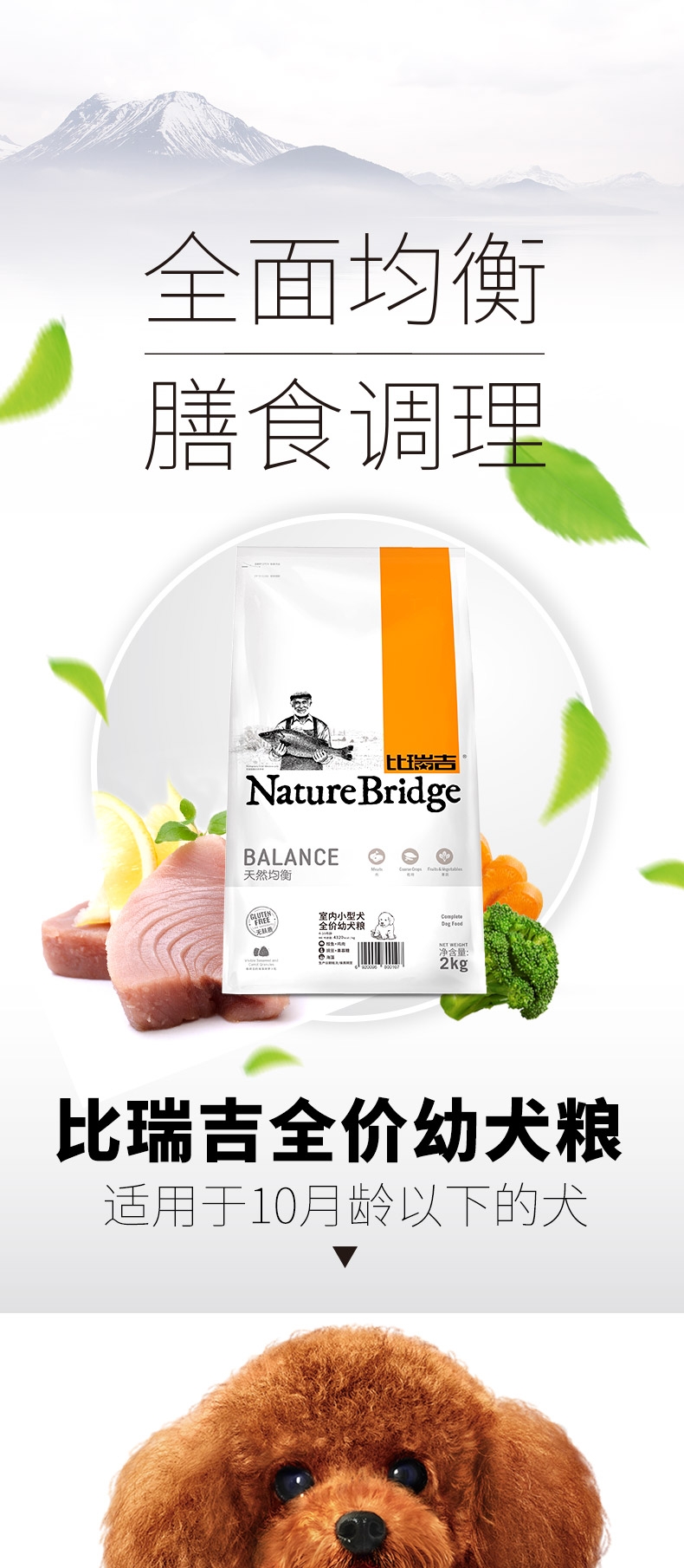 比瑞吉 室内小型犬幼犬粮 2kg