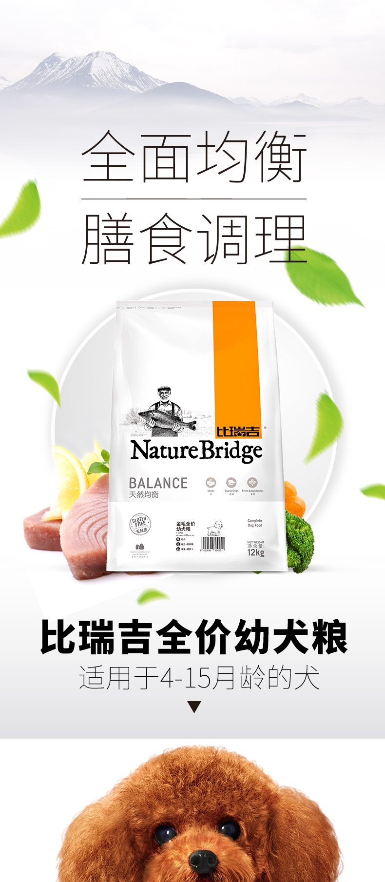 比瑞吉 金毛专用幼犬粮 12kg