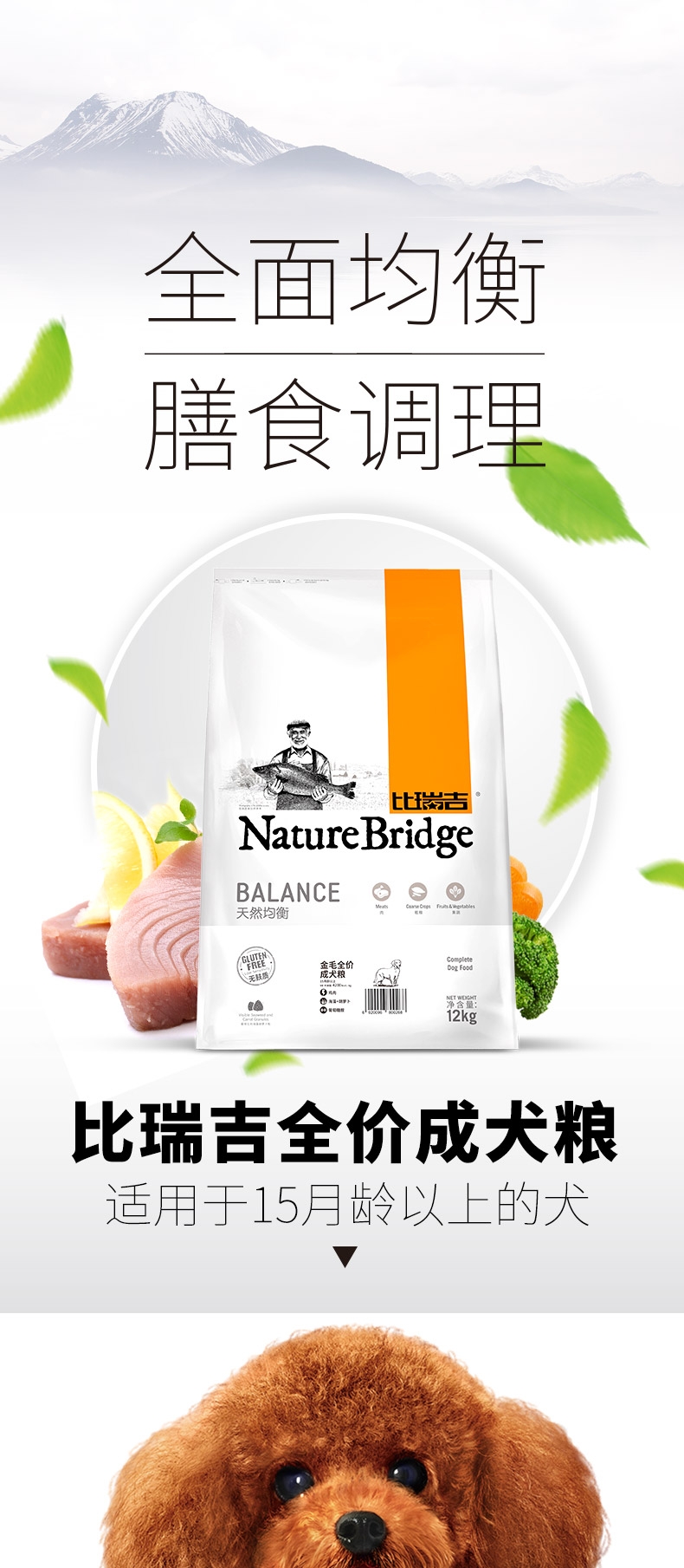 比瑞吉 金毛专用成犬粮 12kg