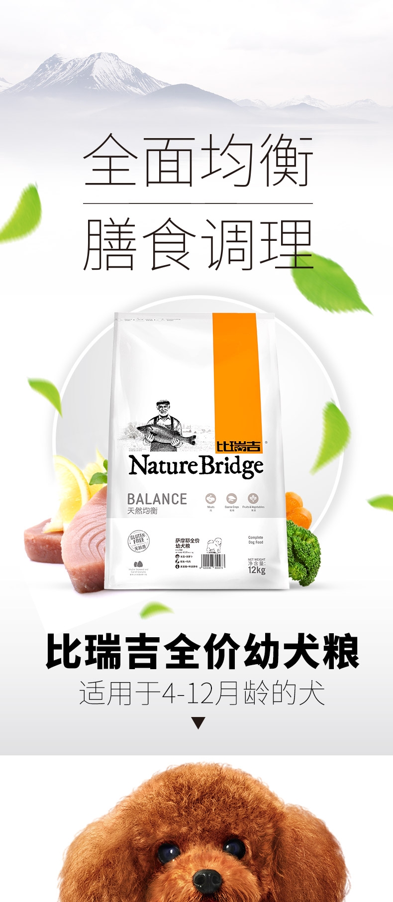 比瑞吉 萨摩耶幼犬粮天然狗粮 12kg