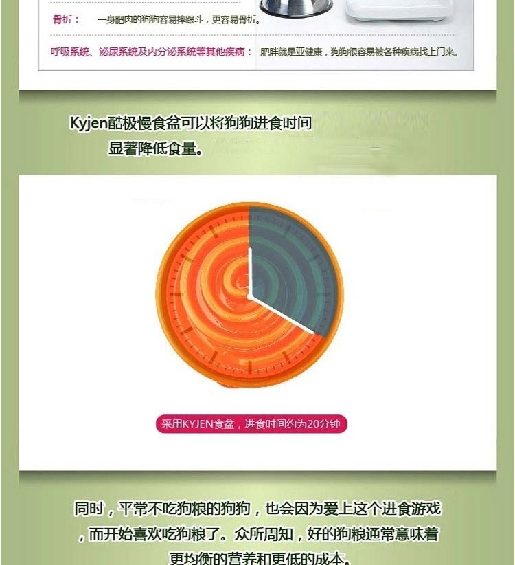 酷极Kyjen 益智时尚水滴型慢食盆缓食碗 多规格