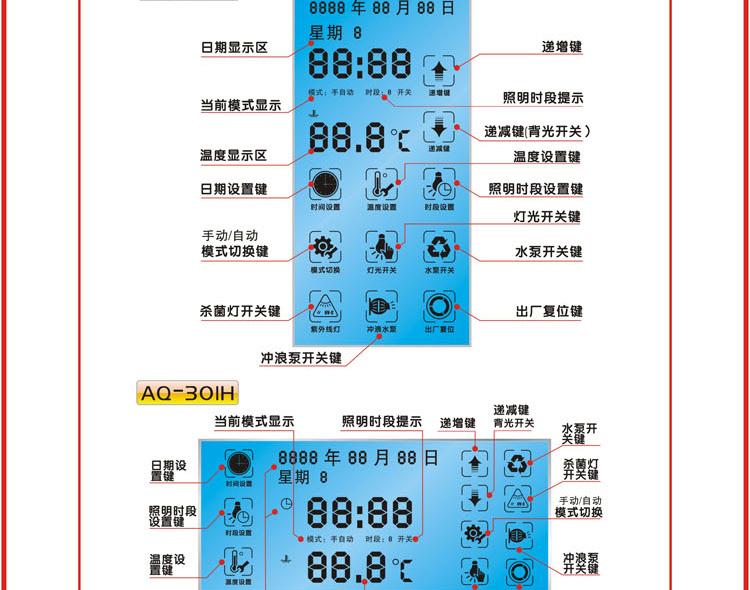 森森水族箱鱼缸智能控制器 彩屏aq-301h/l/x