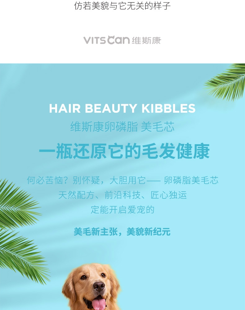 维斯康 宠物营养补充剂卵磷脂美毛芯 600g 犬猫通用 美毛亮毛