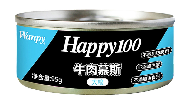 顽皮Wanpy happy100牛肉慕斯狗罐头95g 狗湿粮