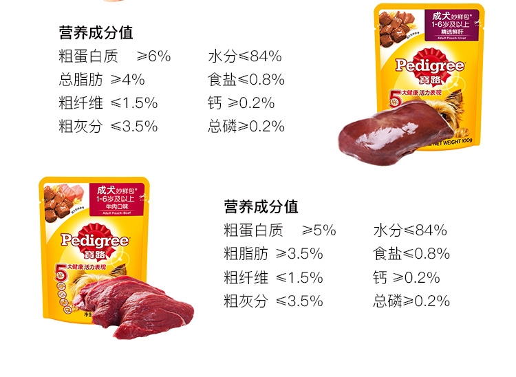 宝路 成犬精选牛肉妙鲜包100g*12包 狗湿粮