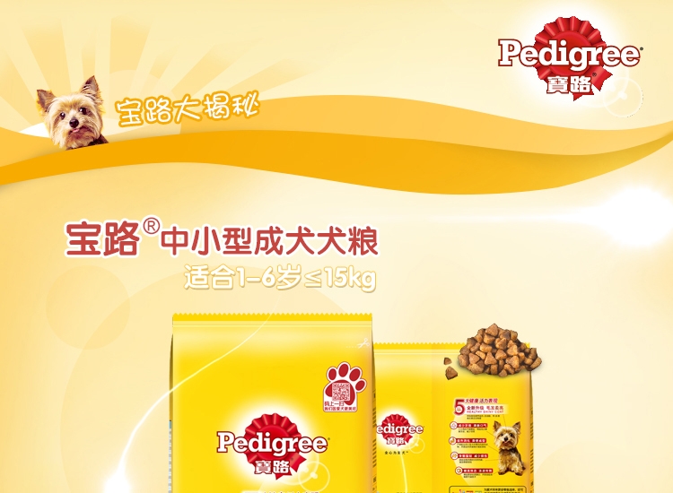 宝路Pedigree 牛肉蔬菜中小型成犬粮 500g