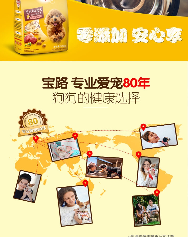 宝路Pedigree 牛肉蔬菜中小型成犬粮 500g