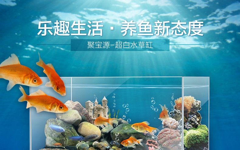 聚宝源 超白缸观赏鱼/龟/虾/草缸水族箱鱼缸 不包含照明灯 多款可选