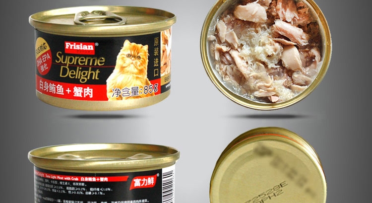 富力鲜 白身鲔鱼蟹肉猫罐头85g*12罐 原装进口 猫湿粮