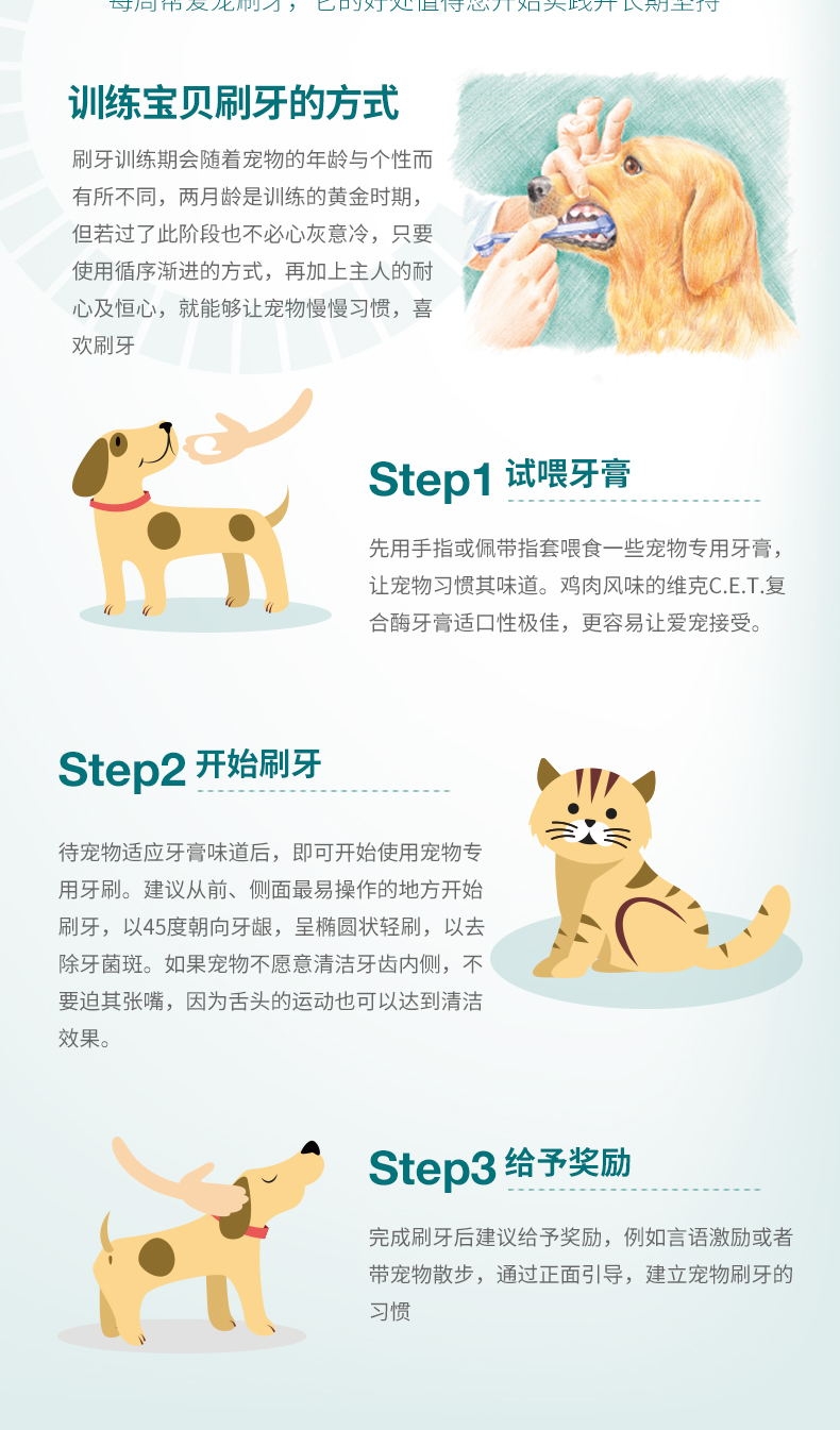 法国维克Virbac 犬猫鸡肉味复合酶牙膏盒装刷牙牙膏 70g 口腔清洁 法国进口