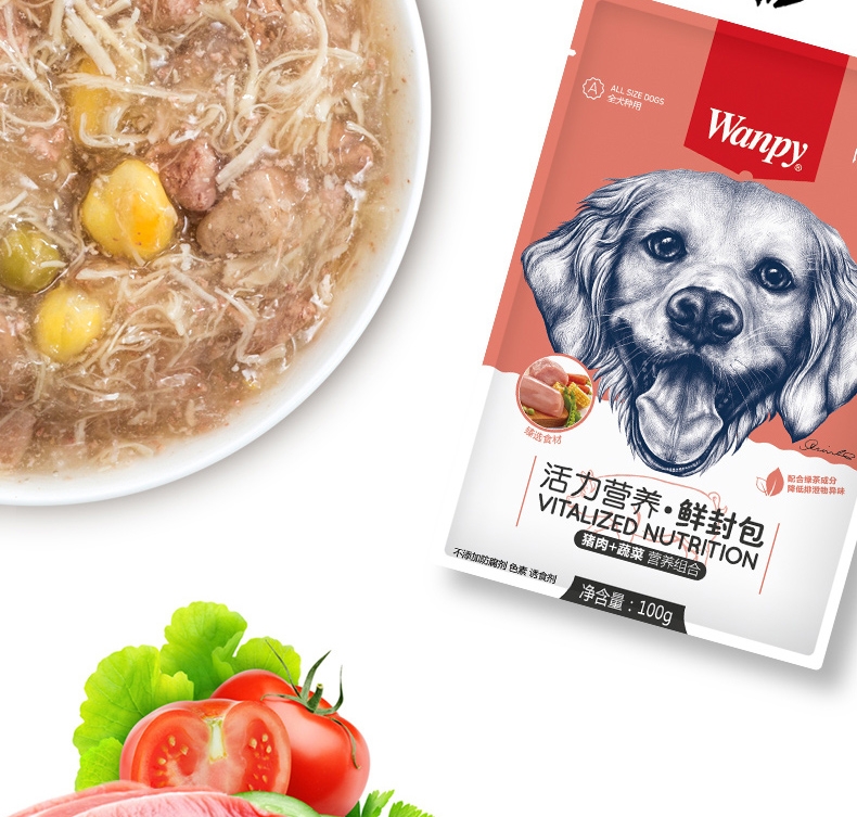 顽皮Wanpy 猪肉鲜封包狗湿粮 80g*24包