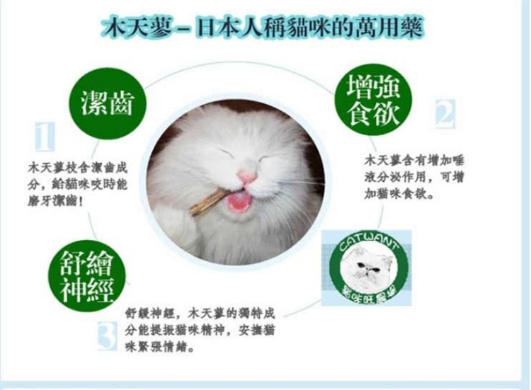 猫咪旺农场 木天蓼粗棍去毛球猫零食 2枝装*6