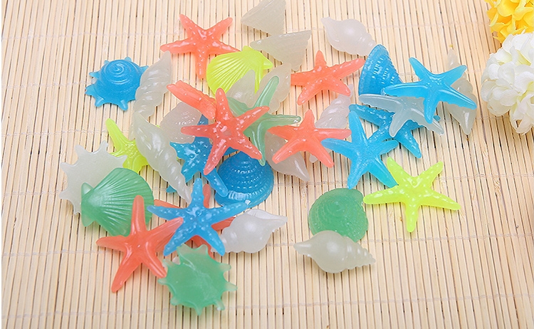 聚宝源 夜光石子海螺贝壳混色250g 鱼缸装饰