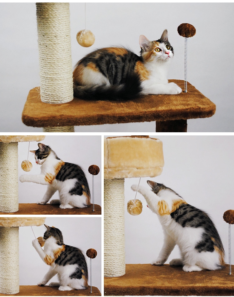 田田猫 天然剑麻磨爪玩耍米黄色+咖色猫爬架  多规格可选