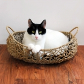 田田猫 手工编织牛皮纸船形猫窝 田田猫 手工编织牛皮纸船形猫窝