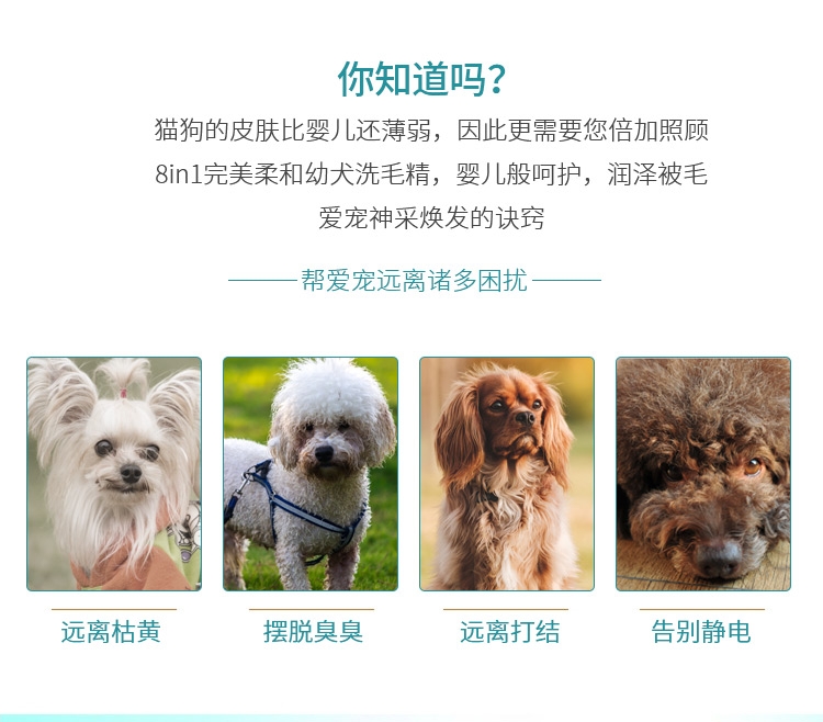 8in1 完美芦荟护毛宠物香波 473ml 犬猫通用 美国进口