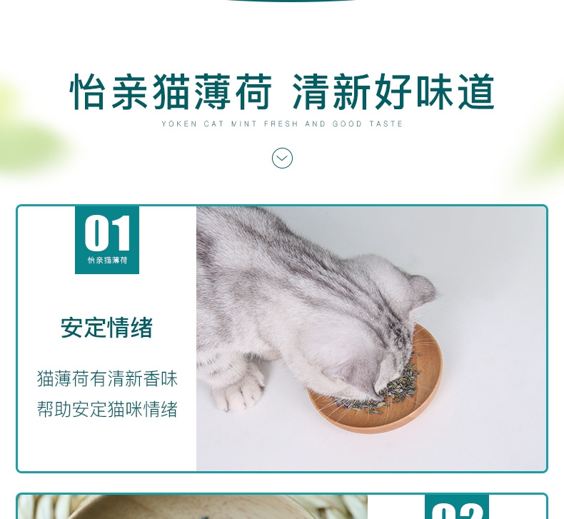 怡亲Yoken 去毛球清新口气猫咪零食猫薄荷叶猫薄荷粉 20g/罐