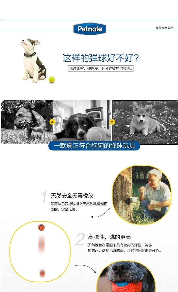 petmate 超级橡胶弹球狗玩具 两只装