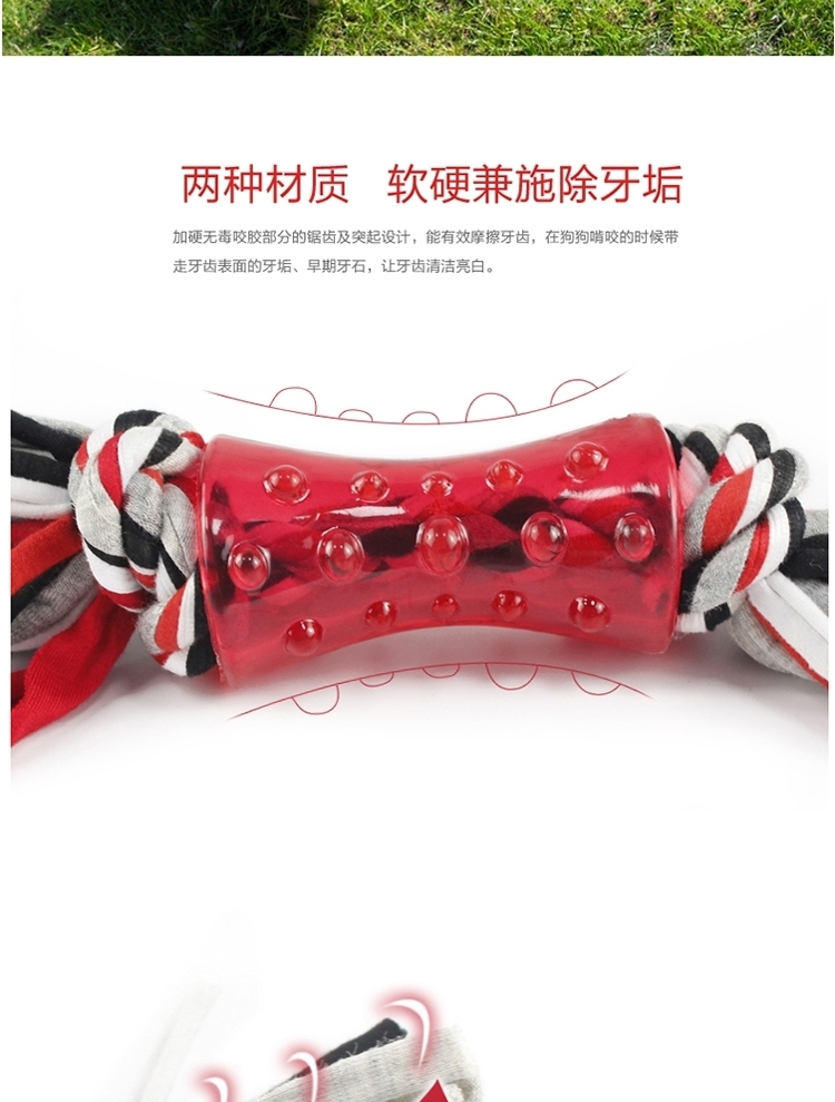 美国petmate 狗斯拉橡胶绳结双重洁牙玩具 狗玩具