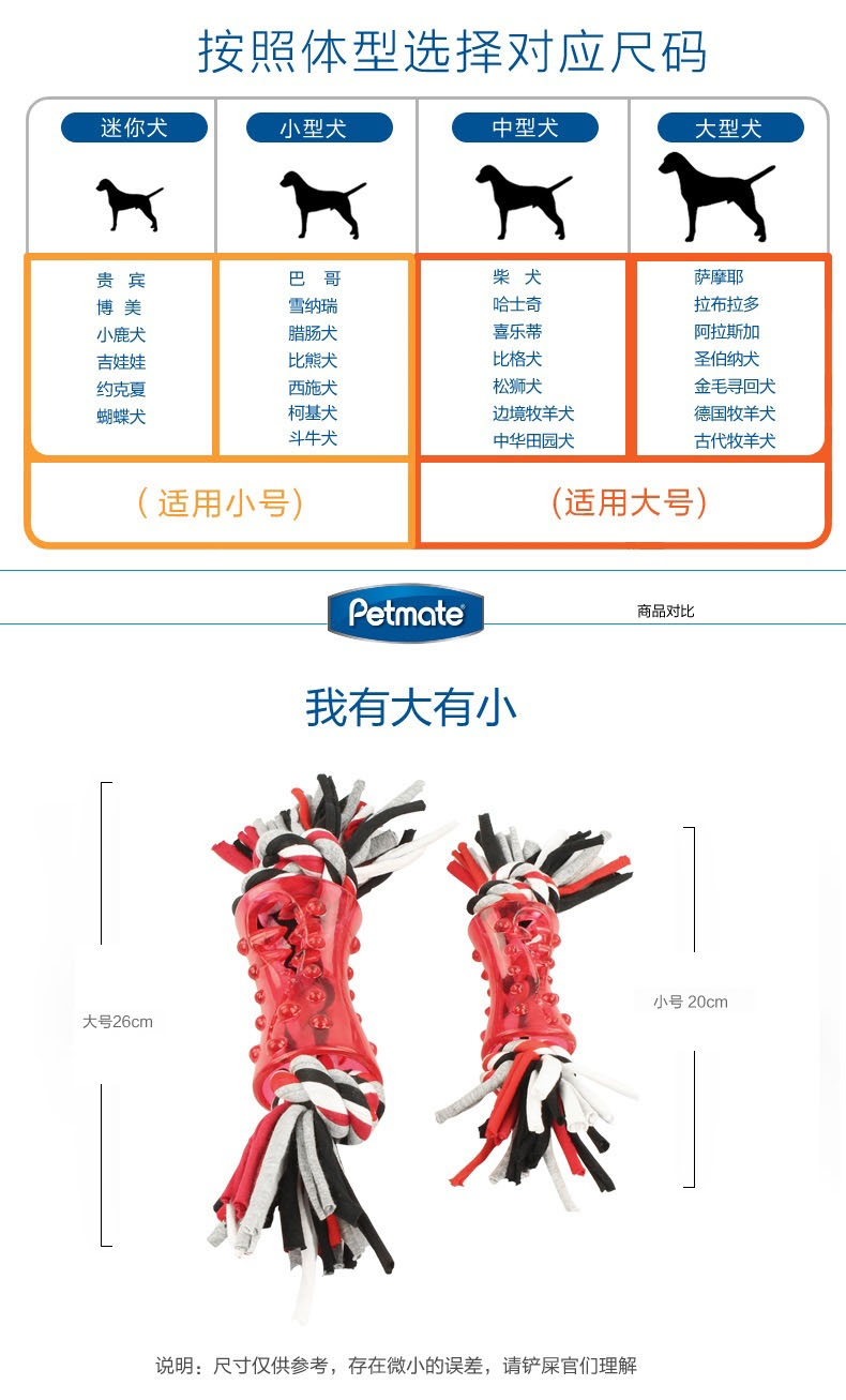 美国petmate 狗斯拉橡胶绳结双重洁牙玩具 狗玩具