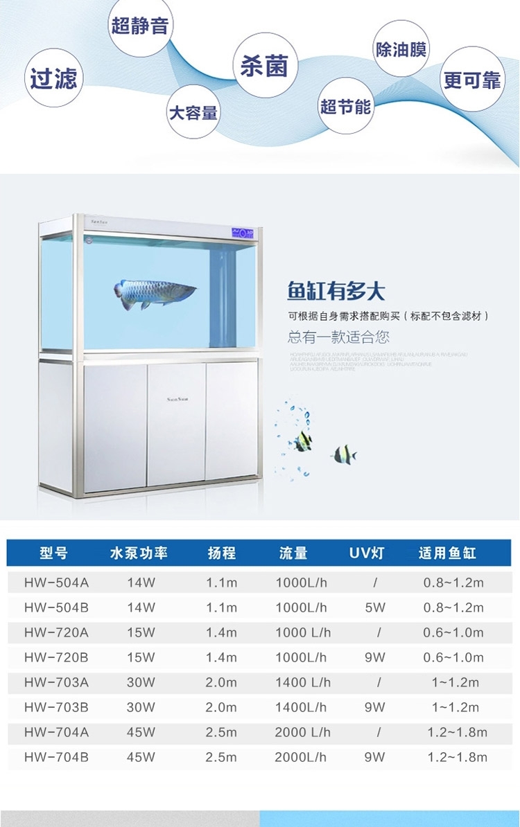 森森HW系列静音缸外过滤器鱼缸外置过滤桶水族箱过滤设备