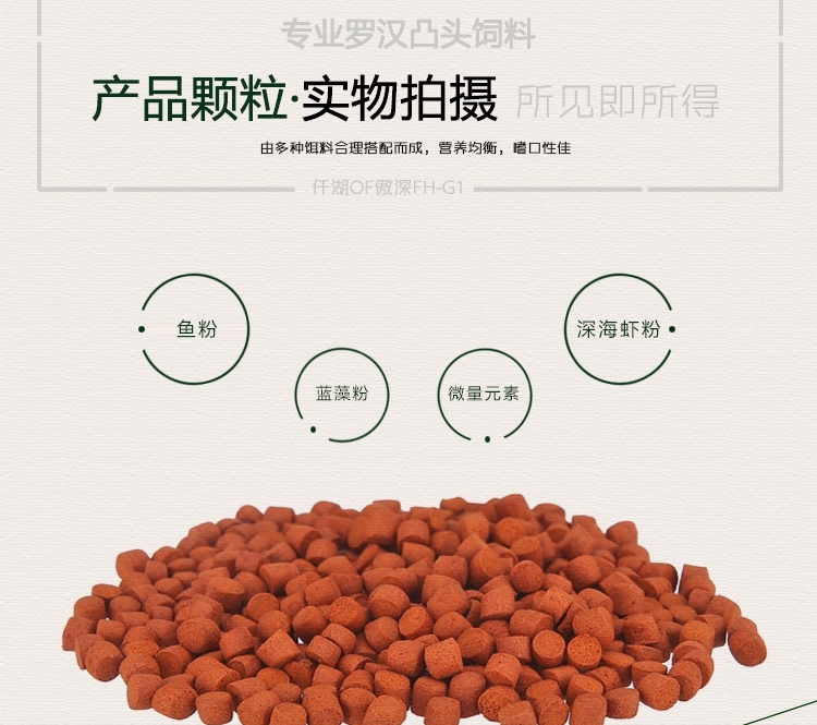 仟湖OF傲深FH-G1专业罗汉凸头饲料起头寿星头增头增色鱼粮
