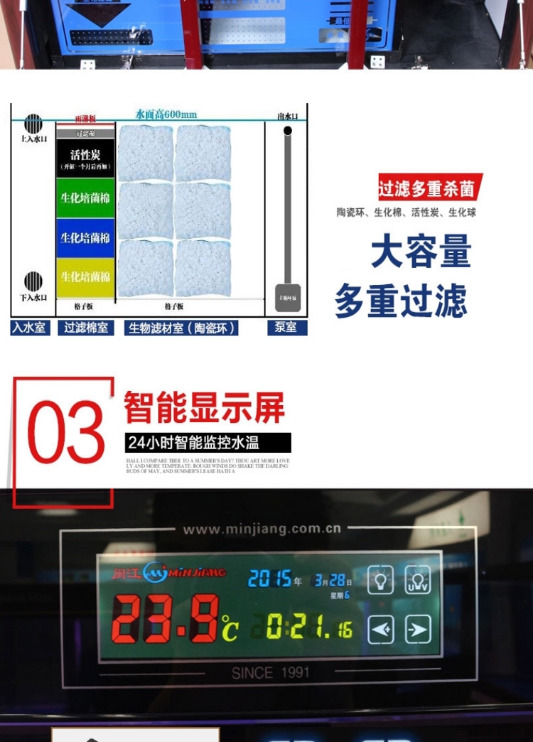 闽江鱼缸水族箱中型1.2米玻璃生态底滤免换水客厅大型金鱼缸1.5米