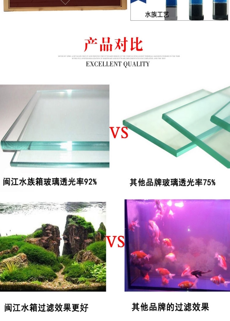 闽江鱼缸水族箱中型1.2米玻璃生态底滤免换水客厅大型金鱼缸1.5米