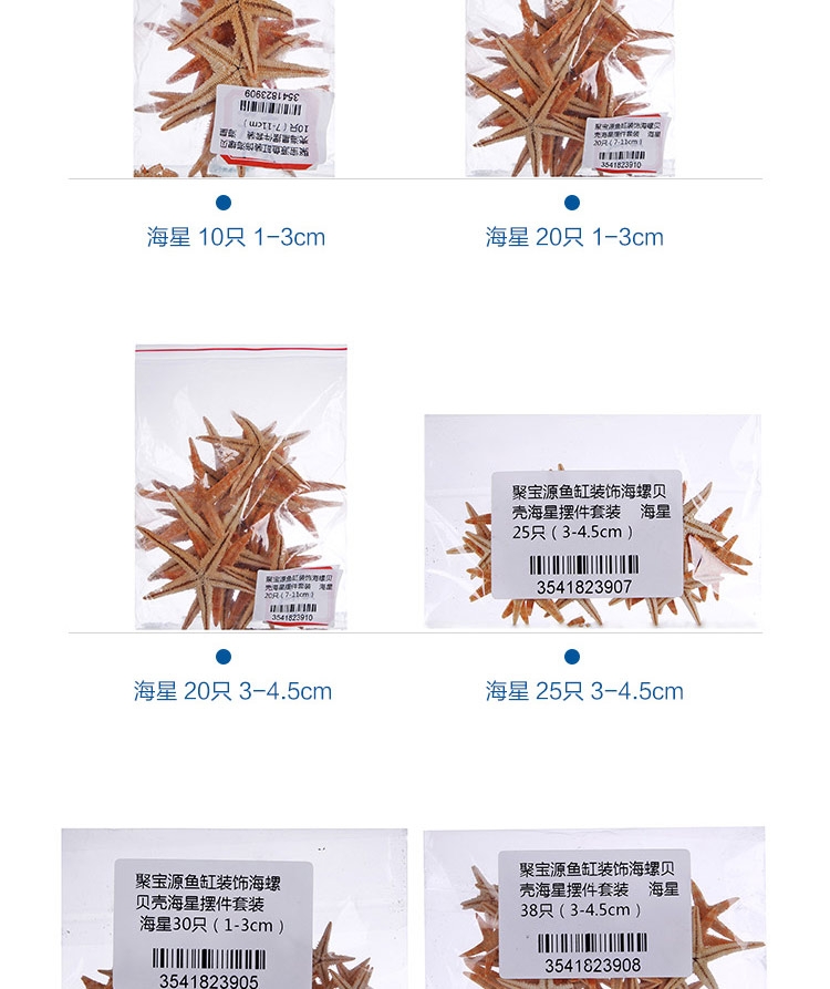 聚宝源 天然海螺贝壳套装海星摆件 鱼缸装饰造景