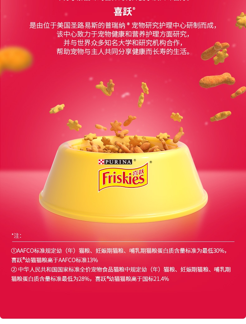 喜跃Friskies 鸡肉鱼肉牛奶和菠菜味全价幼猫粮 1.2kg