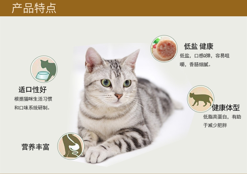 路斯 金枪鱼火腿肠 150g*6盒 美毛亮毛猫零食