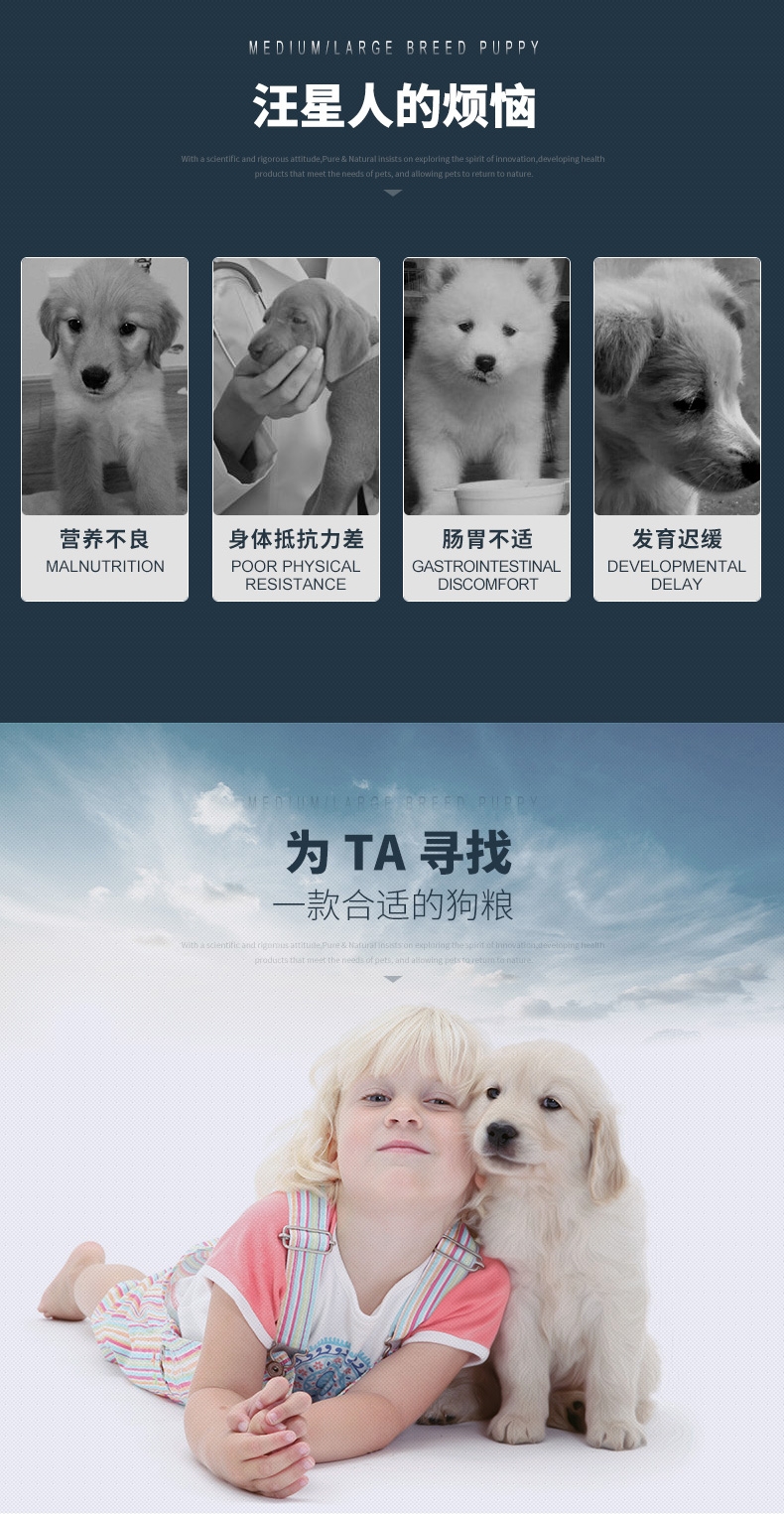 伯纳天纯 大中型幼犬粮天然无谷低敏配方狗粮15kg