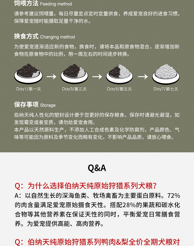伯纳天纯 无谷鸭肉梨去泪痕全犬粮 2kg 72%含肉量